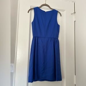 J. Crew sleeveless dress in royal blue.